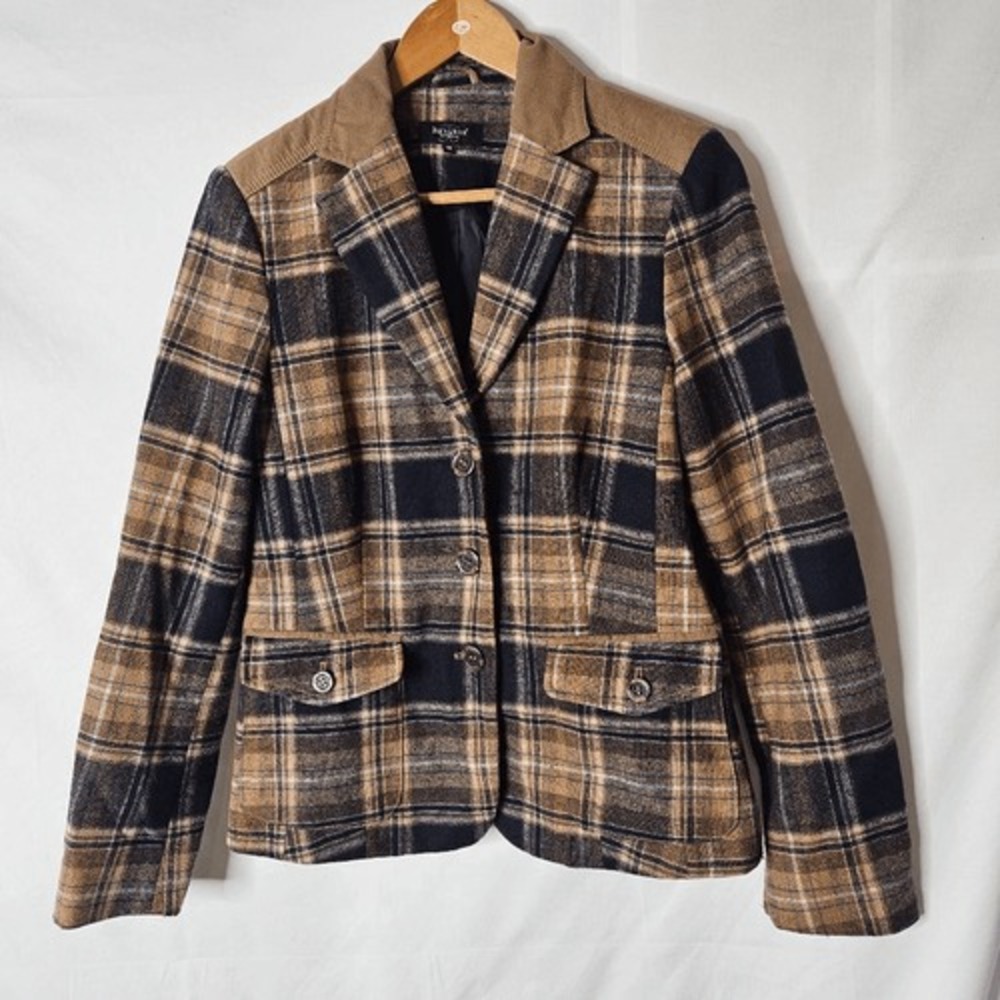 Bexleys For Women Plaid‎ Wool Blend Blazer sz 38